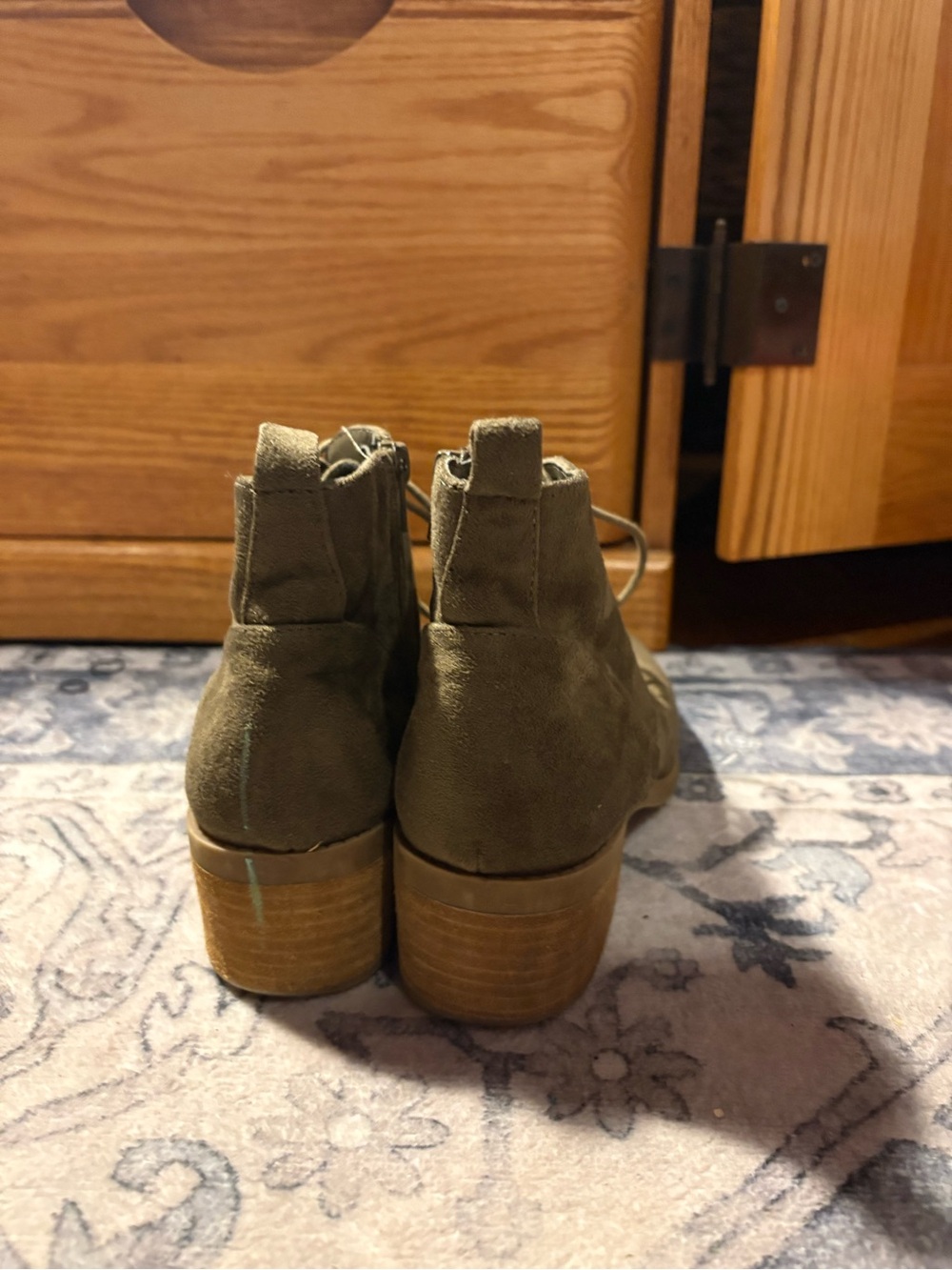 Carlos by Carlos Santana Olive Suede Lace-Up Ankle Booties